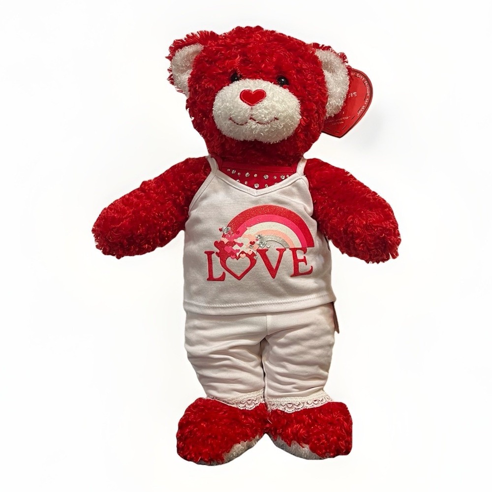 2007 Build A Bear Hugs & Kisses Teddy Red w/ LOVE Pajamas Plush Limited Edition